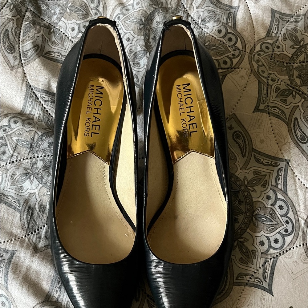 Michael Kors Black Pointed-Toe Patent Leather Heels